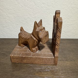 Vtg Carved Wood Scottie Dog Bookend RCD|87597