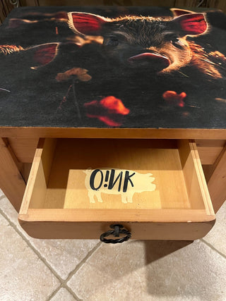 Piggy Solid Wood Table w/Drawer RSV|143868