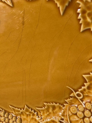 AS IS KW 15.25” Bordallo Pinheiro Oval Serving Platter Grape Amber (gold/yellow)