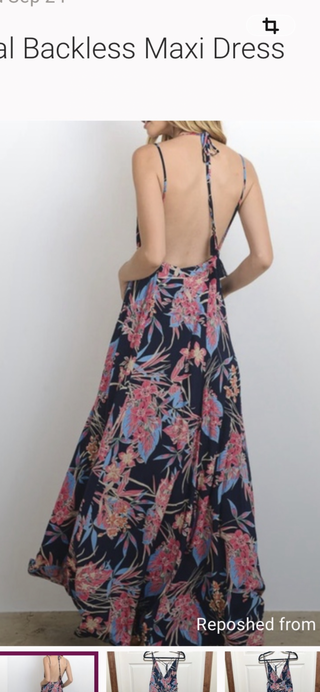 Lulu's Tropical Hawaiian Backless & Plunging Neckline w/High Side Slit Maxi Dress Size XS RCD