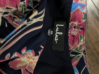 Lulu's Tropical Hawaiian Backless & Plunging Neckline w/High Side Slit Maxi Dress Size XS RCD