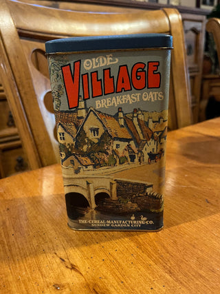 Vintage Olde Village Breakfast Oats Empty Tin. RSV