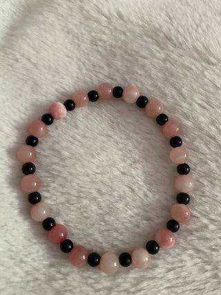 Natural stone bracelet pink/sm black RSV|64085