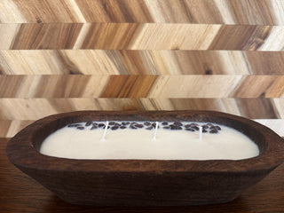 HANDMADE CANDLE IN DOUGH BOWL 8" W/AMTHYST STONES SCENT LAVENDAR|107259