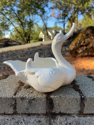 vintage Hull Pottery matte white swan or duck planter (Model #23) from the 1950s