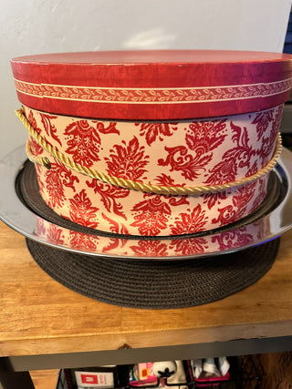 Hat Box 12.5 inch. Red Floral  MTS