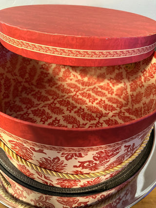 Hat Box 12.5 inch. Red Floral  MTS
