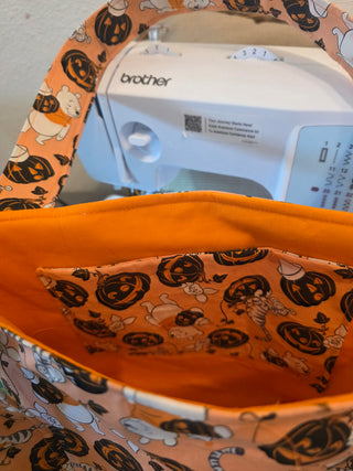 Handmade child Halloween tote, fully lined, pocket inside