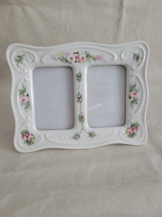 5x7 Porcelain Victorian Rose Double Frame RCD