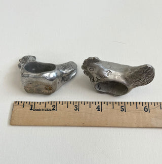 Pair of pewter chicken napkin holders RSV