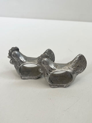 Pair of pewter chicken napkin holders RSV