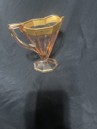 pink glass, gold trim creamer rsv