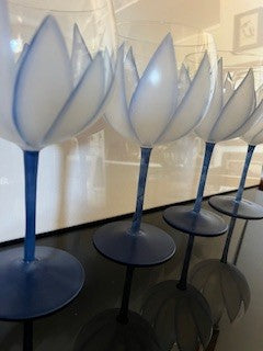 #2000 Blue Flower Petal Stemware 4-set|75003