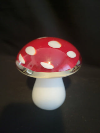 Blown Glass 4" Red & White Mushroom RCD