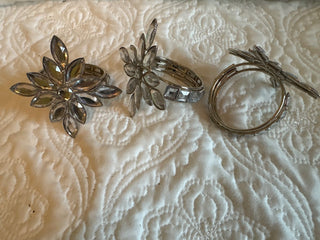 3 clear stone jeweled napkin rings