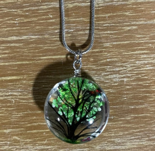 green tree glass pendant 16" chain RSV