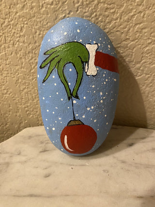 Handpainted "Mean Green One" rock art LG RCD