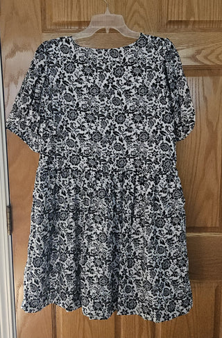 Dress, side pockets, B&W, sz L, RSV|108398