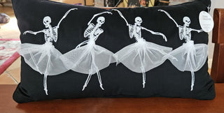 Ballerina skeletons pillow, Black Velvet, New w/tags, RSV|108390
