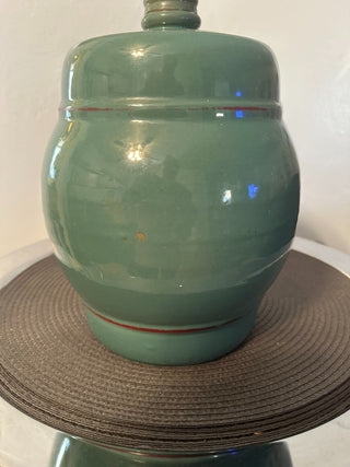 Crockery Cookie 1940's Vintage Green with Lid MTS