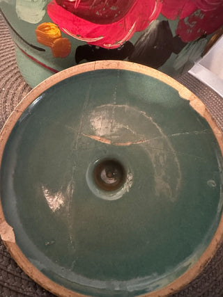 Crockery Cookie 1940's Vintage Green with Lid MTS