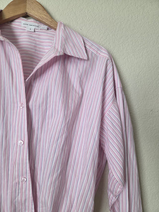 NEW! Good American 100% cotton pink striped button up RSV|161220