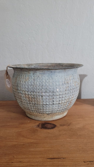 Vintage Green Patina Planter Pot MTS *