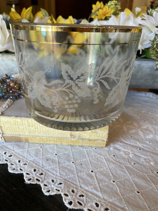 Etched Gold Rimmed Glass Bowl - RDC|77585