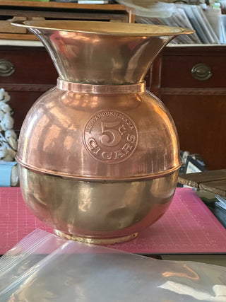 Vtg. Brass & Copper spitoon, "Havana 5 Cent Cigars" RCD