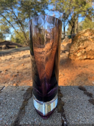 JP 8.25” AS IS Vintage Glass Vase Purple Amethyst Hand Blown