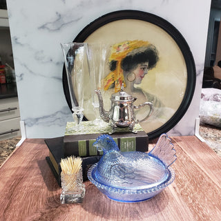 Vintage Signed Watercolor Woman Profile RSV