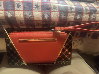 Steve Madden Wristlet Red Wallet Black White Wrap #62 VV MTS