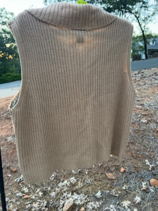 JP Designers Studio patchwork suede and knit sweater vest Size XL