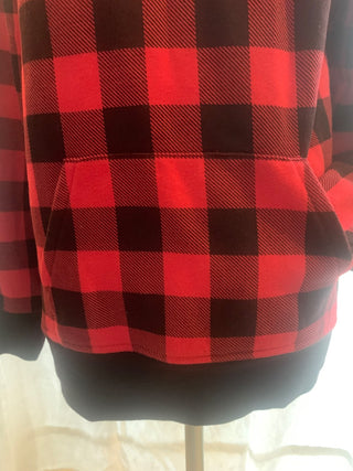 Black & Red checkered sweatshirt w/Kangroo pocket & hood|127626