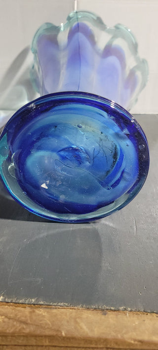 LG Hand blown Blue/Green Vase Rcd|82689