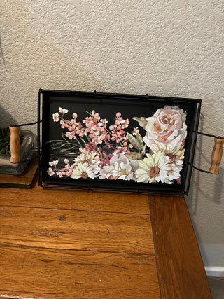 Metal and Wood Tray With IOD Transfer|109822