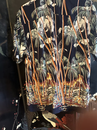 (Lg) Pineapple Juice Mens Hawaiian Palm Shirt #47 VV MTS|98258