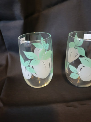 Vintage Juice Glasses with Frosted Apples - Set of 4 RCD|60917