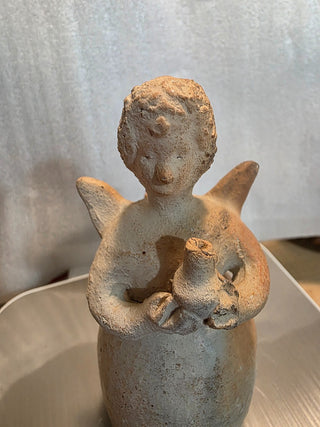 MTS Vtg Primitive Terra Cotta Angel / Candle Holder|127225