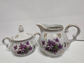 Lefton Creamer and Sugar w/lid set (2pcs), Mid Century, 1950s