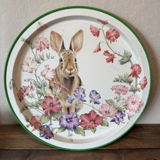 Vtg Potpourri Press Bunny Floral Serving Tray MTS