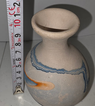 Vintage Nemadji Pottery Bud Vase, Marbled Glazed Earth Clay, 4" Handmade USA