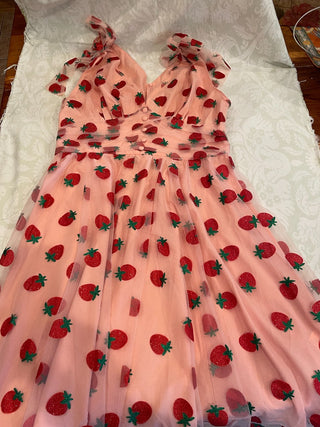 Retro Strawberry Mesh Swing Dress (L) ~MTS|66147
