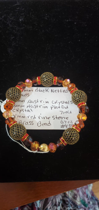 Bracelet 439 Black netted beads, Austria crystal s|51307