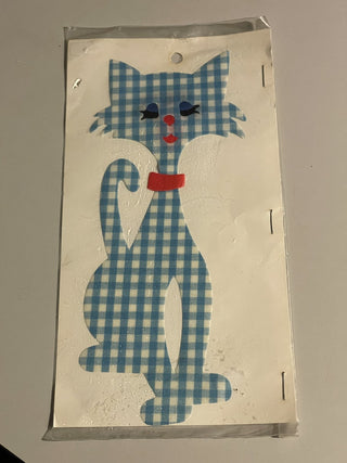 Vtg 7.5" Gingham Cat Patch, NIP--SP MTS