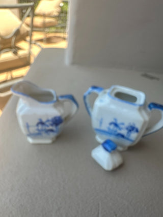 Mini Porcelain Windmill White Tea Set Creamer & Sugar Bowl RCD|79059