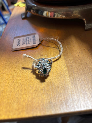 Vint Cocktail Ring Emerald and White Stones  MTS