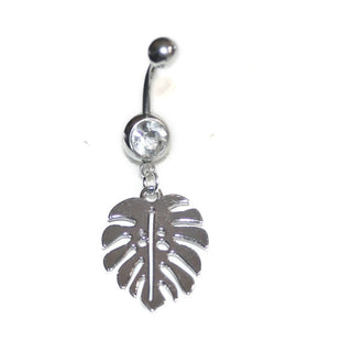 Silver Monstera leaf Belly Ring|53730
