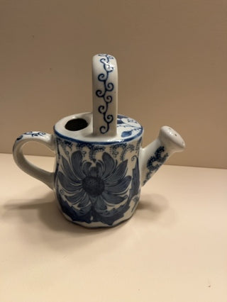 Blue and White Ceramic Watering Can