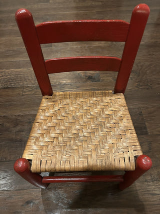 Vintage Red Child's Chair with Caned Seat MTS|75302